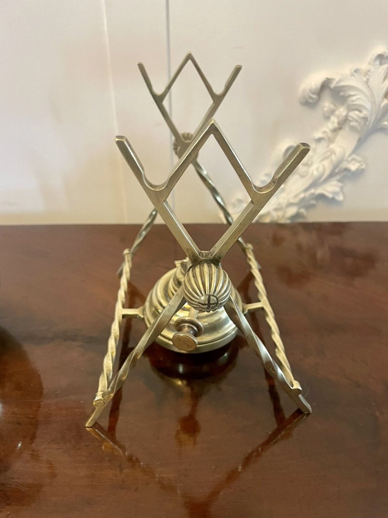 Antique Victorian Quality Brass Spirit Kettle on Stand - Image 10